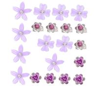 VALICLUD 20pcs Vintage Small Flower Hair Clips for Women Purple Retro Floral Rhinestone Barrettes for Bangs and Braids Non-slip Cute Hair Accessories for Work Casual Party Styles