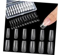 VALICLUD 240pcs Full Cover Long Clear Nail Tips Transparent Artificial Nail Extensions for Manicure Practice Lightweight Durable with Variety for Salon and Home Use