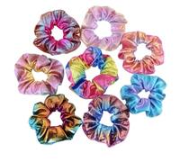 VALICLUD 24pcs Metallic Rainbow Hair Ties for Women Two Color Ponytail Holders with Durable Fabric Hair Accessories for Includes Blue Brown Yellow Green Rose Red for Everyday Wear and