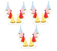 VALICLUD 24pcs Party Headwear Gold Edged Paper Cone Hats with Pom Pom Lightweight Comfortable Birthday Caps for Group Celebrations and Festive Event Decorations