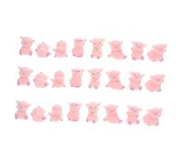 VALICLUD 24Pcs Pink Pig Figurines Cute Farm Animal Cake Toppers Car Dashboard Ornaments Resin Figures for Cake Decoration Garden Use for DIY Succulent Integration