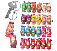 VALICLUD 24pcs Russian Nesting Dolls Keychains Bells Matryoshka Pendants for Keys Bags and Accessories Unique Key Rings for and Decor Random Style