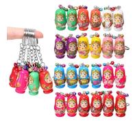 VALICLUD 24Pcs Russian Nesting Dolls Keychains with Small Bells, Cute Pendant Key Holders for Keys, Aesthetic Keychain Ornaments Suitable for and Bag Decorations Random Style