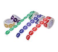 VALICLUD 2500pcs Round Self-Adhesive Number Labels Stickers with Easy-to-Read Digits in Assorted Colours, Coated Paper Material, Removable for Office and Large Project Inventory