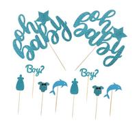 VALICLUD 25Pcs Boy Birthday Cake Inserts Paper Cupcake Toppers Glitter Paperboard Decorations for Boys Birthday Party Shower Gender Reveal Movie Theme Cake Decor