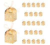 VALICLUD 25pcs Hollow Decorative Candy Boxes Retro Wedding Sweets Packaging Small Party Candy Boxes with Love Bird Ribbon Design for Valentines and Celebrations