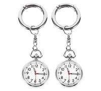VALICLUD 2pc Keychain-Shaped Watch Convenient Clip Pocket Watch for Boys and Girls Seniors Luminous Design Scales Durable for Medical Professionals Students