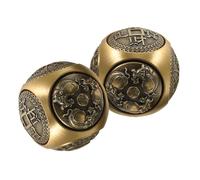 VALICLUD 2pcs 38MM Six-Sided Embossed Brass Baoding Balls Copper Squeeze Hand Exercise Balls for Stress Relief Hand Therapy and Feng Shui Home Office Decor