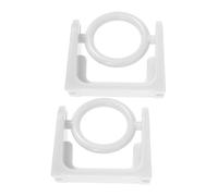 VALICLUD 2Pcs Adhesive Curtain Rod Brackets with Rotatable Hooks No Drilling Required for Window Drapery Shower Rods Wall-Mounted Curtain Hangers for Home and Office White