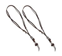 VALICLUD 2Pcs Adjustable Viking Wolf Pendant Necklace for Men Women Authentic Norse Jewelry for Everyday Wear Parties Relationships Leather Cord