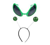 VALICLUD 2pcs Alien Headband and Glasses Set Fun Antenna Headpiece and Alien Sunglasses for Adults for Halloween Parties and Costume Events