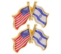 VALICLUD 2pcs American Israel Friendship Badge Commemorative Metal Flag Brooches Lapel Pins Usa Israeli Country Design for Clothes Jacket Bag Collectible Souvenir