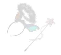 VALICLUD 2pcs Angel Costume Set for Women and Elegant Fairy Wand and Angel Wing Headband Kit for Party Dress Up Cosplay Stage Performances Lightweight and Portable Dress Up Headwear