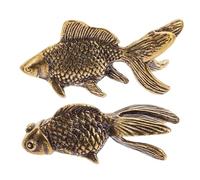 VALICLUD 2Pcs Antique Brass Fish Figurine Vintage Koi Sculpture Feng Shui Ornament for Home Office Decor Symbolizing Health Wealth and Prosperity Chinese Culture Gift for Living Study