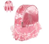 VALICLUD 2pcs Ballet Dance Backpack Nylon Bag with Adjustable Straps | Pink Design, Double-way Zipper, Main Compartment, Removable Shoulder Support, Three-layer Lace Trim, Cute Embroidery