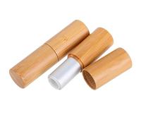 VALICLUD 2pcs Bamboo Lipstick Tubes 5g Refillable DIY Lip Balm Containers Gold Silver Caps, Portable Empty Lip Gloss Tubes for Natural Makeup and Travel Use