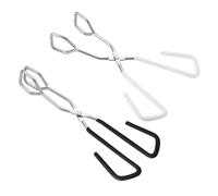 VALICLUD 2pcs BBQ Food Clamp Anti-Scald Bread Holder Grill Tongs Kitchen Utensil for Indoor Cooking Outdoor Barbecue with Anti-Skid Design and Ergonomic Handle Black White