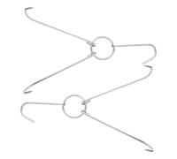 VALICLUD 2pcs BBQ Rib Hooks for Smoker Hanging Hooks Double Design Stainless Steel Easy to Use Convenient Storage for Hunters and Chefs Meat Processing and Smoking