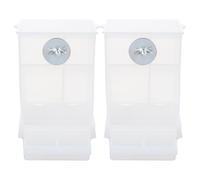 VALICLUD 2pcs Bird Feeding Container Automatic Bird Feeder Acrylic Box with Trough Compartment Lid Can Be Opened Small Bottom Box White Convenient Feeding for Lawn and Window Budgerigar
