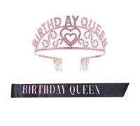 VALICLUD 2Pcs Birthday Crown Headband Party Sash Set Decoration for Celebrations for Photography Special Events Chic Design for Birthday Queens