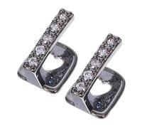 VALICLUD 2pcs Black Metal Tooth Grill with Rhinestone Bling Comfortable Hip Hop Accessory for Halloween Party Rapper Costume Stage Performances Photo Props