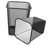 VALICLUD 2pcs Black Wire Mesh Waste Baskets Sturdy Iron Frame Square Trash Cans for Home Office Metal Garbage Containers with Reinforced Base