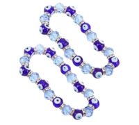 VALICLUD 2pcs Blue Evil Eye Bead Bracelet Glass Crystal Elastic Link | Polished Finish, Alloy Accents, Look, Universal Fit for Festivals and Social Gatherings
