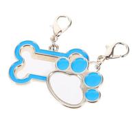 VALICLUD 2pcs Blue Metal Pet Id Tags for Dogs and Pets Bone and Paw Shape Sublimation Dog Tag Blanks Heavy Duty Engraving Feature