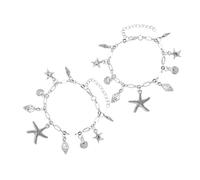 VALICLUD 2pcs Boho Seashell Anklet Bracelets Adjustable Beach Foot Chain Jewelry for Women Girls Summer Hawaii Nautical Ocean Charm