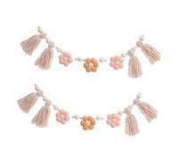 VALICLUD 2pcs Boho Tassel Garland with Wooden Beads for Nursery Classroom Wall Hanging Decor Versatile Bohemian Style Party Banner for Fireplace Window Door Decorations Photo Prop