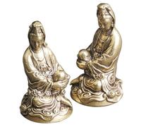 VALICLUD 2pcs Brass Yin Statue Desktop Buddha Decor Compact Spiritual Ornament for Home Office Living