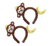 VALICLUD 2pcs Brown Monkey Ears and Banana Plush Headbands for Adults, Versatile Funny Hair Accessories with Cartoon Design, for Holiday Ensembles and Celebration