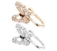 VALICLUD 2pcs Butterfly Nose Non Pierced Nose Rings for Women Lightweight Comfortable U-shaped with Smooth Surface Cool Elegant Design for Daily Wear and Gifts