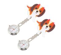 VALICLUD 2pcs Cartoon Hanging Watch with Little Dog Chest Design, Practical Nursing Pocket Watch Made of Stainless Steel and Alloy, Convenient Graduation Gifts for Hospital Friends