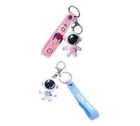 VALICLUD 2pcs Cartoon Spaceman Key Chain Charms for Bag Pendant | Silicone and Zinc Alloy Build, Pink Blue Duo, Carefully Polished Finish