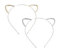 VALICLUD 2pcs Cat Ears Headband Diamond Headwear Cat Cosplay Adorable Jewelry Hair Hoops for Accessory