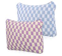 VALICLUD 2pcs Checkered Makeup Pouches Zipper Large Capacity Period Bag Small Pouch Bag for Lipsticks Eyeliners