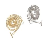VALICLUD 2pcs Chic Pocket Watch Chain T-bar Hook Gold Silver Decor for Men Women