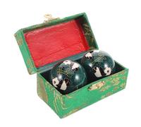 VALICLUD 2pcs Chinese Enamel Baoding Balls Panda Green for Hand Exercise Massage and Grip Strength Training Portable Hand Therapy Fitness Balls in Elegant Box for Stress Relief and