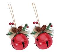 VALICLUD 2Pcs Christmas Bell Pendants Hanging Decorations Lightweight Safe Material for Home Office Cafe Holiday Xmas Tree Ornaments Red Iron Craft