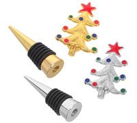 VALICLUD 2pcs Christmas Tree Wine Stoppers Reusable Novelty Bottle Stopper Set Gold and Silver for Holiday Wine Bottle Preservation and Xmas Party Favors
