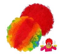 VALICLUD 2pcs Clown Wigs Curly Wigs for Adults Vibrant Rainbow Red Styles for Carnival Circus and Halloween Dress-up Diy Friendly and Durable