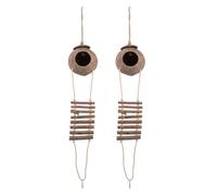VALICLUD 2pcs Coconut Shell Bird Nest with Ladder for Pets and Reptiles, Hanging Installation Suitable for Bird Cage and Reptile Habitats, Encourages Climbing and Stimulates Exploration