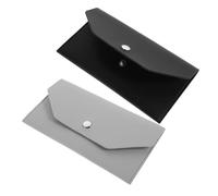 VALICLUD 2pcs Compact PU Wallet for Women and Men Coin Purse with Snap Closure Credit Card Holder and Pencil Pouch Portable Currency Organizer for Daily Travel and Shopping Black and Grey