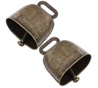 VALICLUD 2pcs Cow Horse Sheep Grazing Copper Bells Small Cowbells Noisemaker with Handle for Outdoor Sports and Events Cats Pet Anti-Theft Accessories