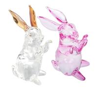 VALICLUD 2Pcs Crystal Bunny Figurines Colorful Retro Style Standing Rabbit Ornaments Fine Workmanship Desktop Decor for Living Bedroom Easter Centerpiece and Garden Decoration