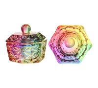 VALICLUD 2pcs Crystal Cup Glass Nail Art Bowls Lids for Nail Powder Dappen Dish Manicure Care Tools