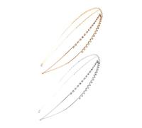 VALICLUD 2pcs Crystal Rhinestone Headband Shiny Bead Hair Accessories for Wedding Elegant Hair Hoop for Women Girls