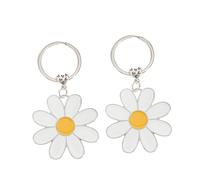 VALICLUD 2pcs Cute Daisy Keychain Charm Floral Metal Bag Pendant for Girls Whimsical Car Accessories Backpack Keyring Adorable Purse Ornament Fun Keyring for Everyday Use