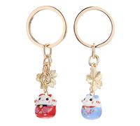 VALICLUD 2pcs Cute Japanese Cat Keychain Delicate Waving Cat Keyring for Bag Decor Lightweight Hanging Keychain for Office for